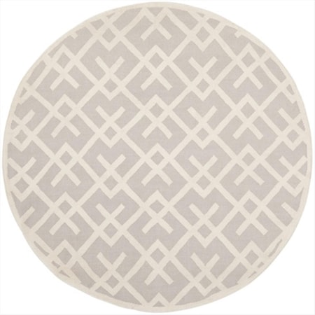 Safavieh 6 Ft. X 6 Ft. Round Contemporary Dhurries- Grey And Ivory- Flatweave Rug DHU552G-6R